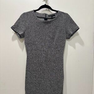 Banana Repulic Tweed Short Sleeve Fitted Dress | Gray Black Herringbone | US 2